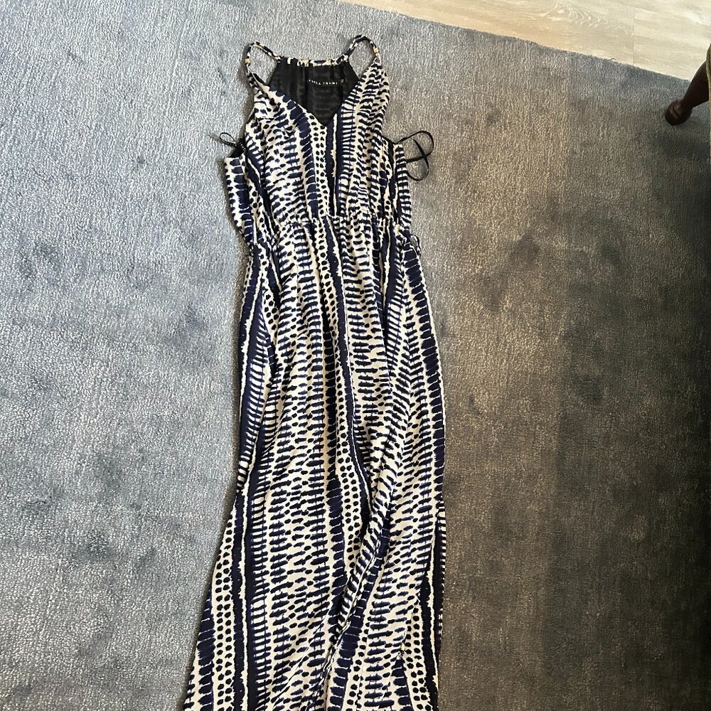 Navy & White Print Sleeveless Maxi Dress - Size 6